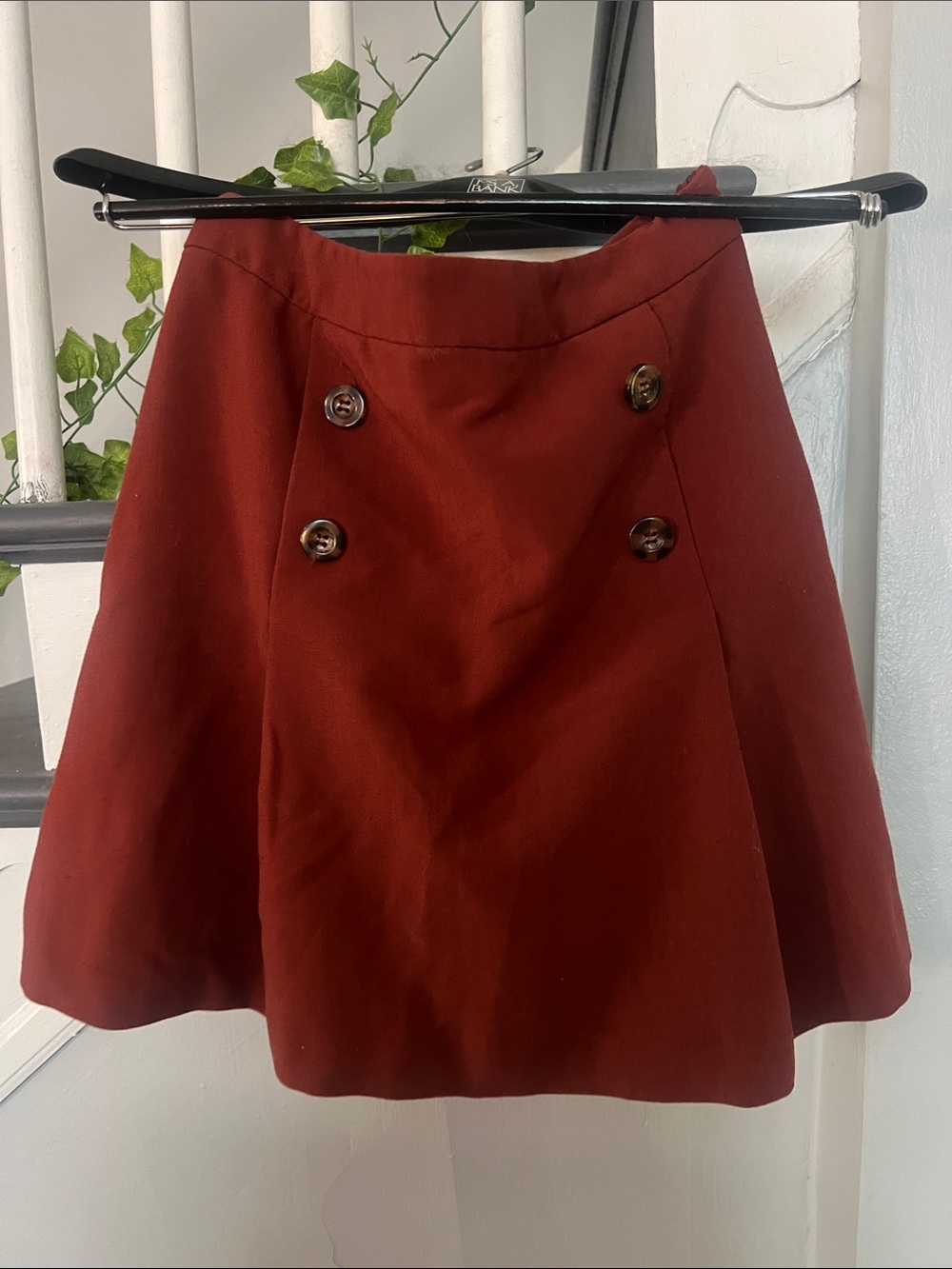 Forever 21 Brick Red Double-Button A-Line Skirt
